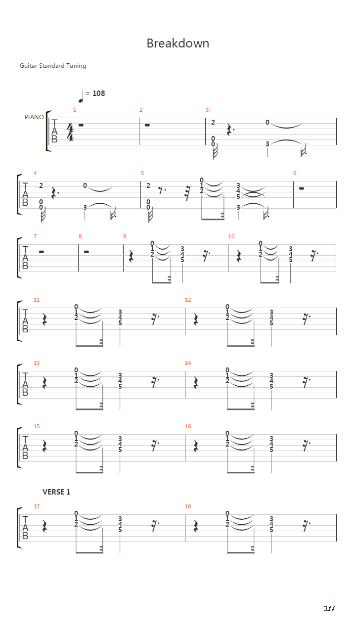 Breakdown吉他谱