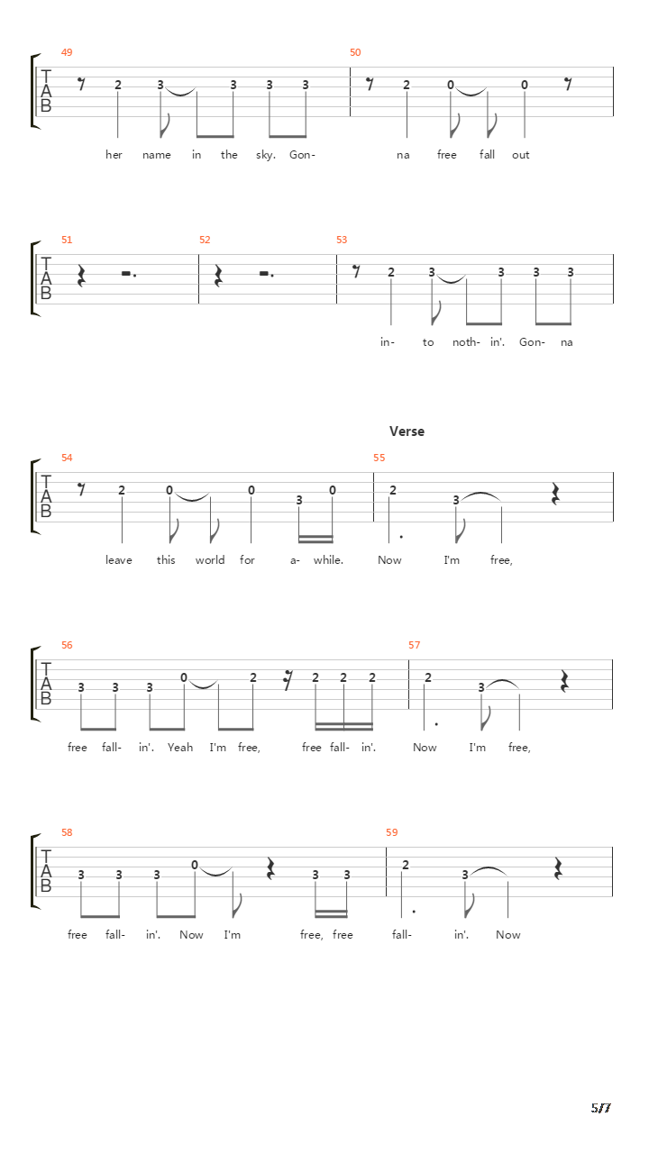 Free Fallin吉他谱