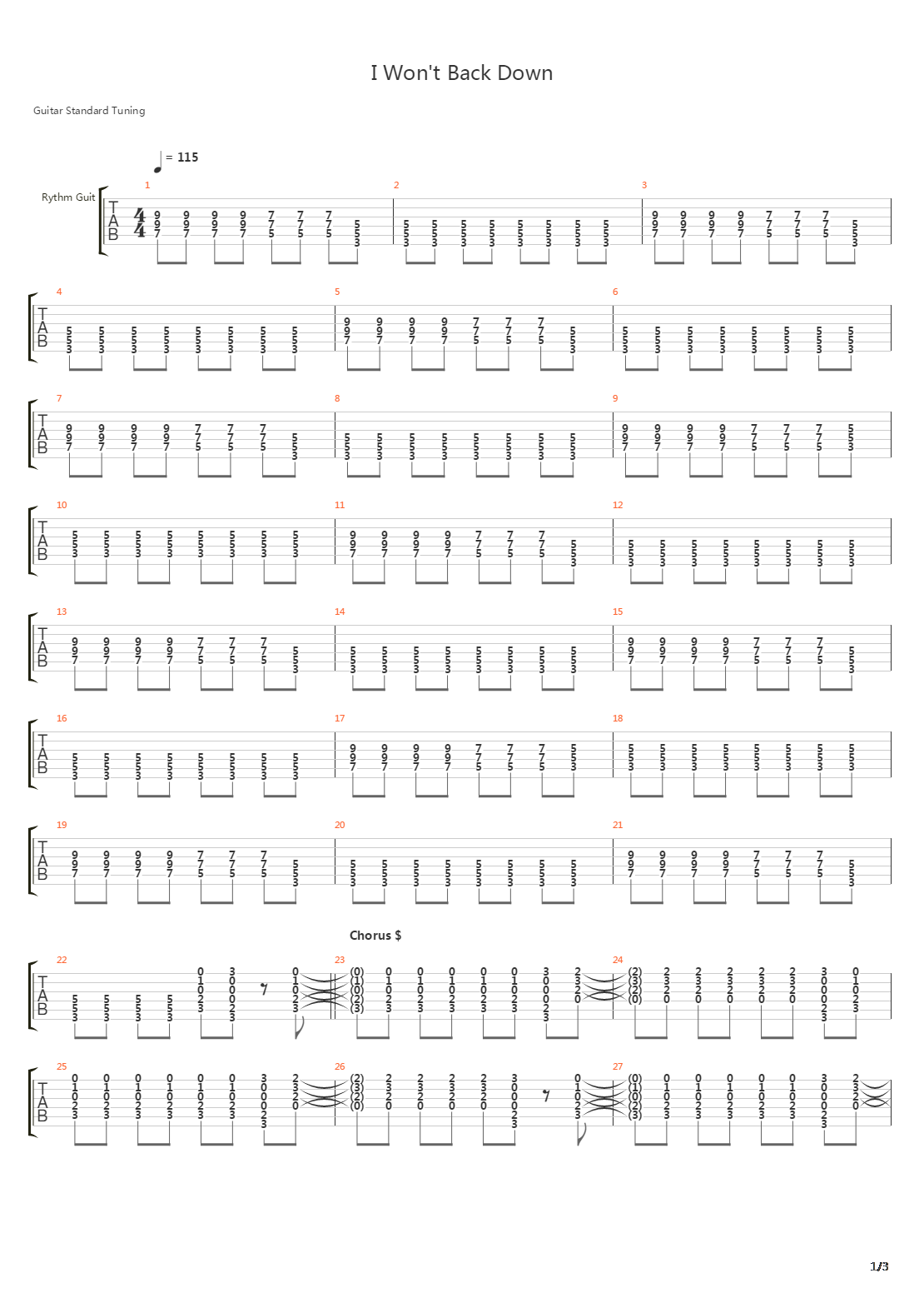 I Wont Back Down吉他谱