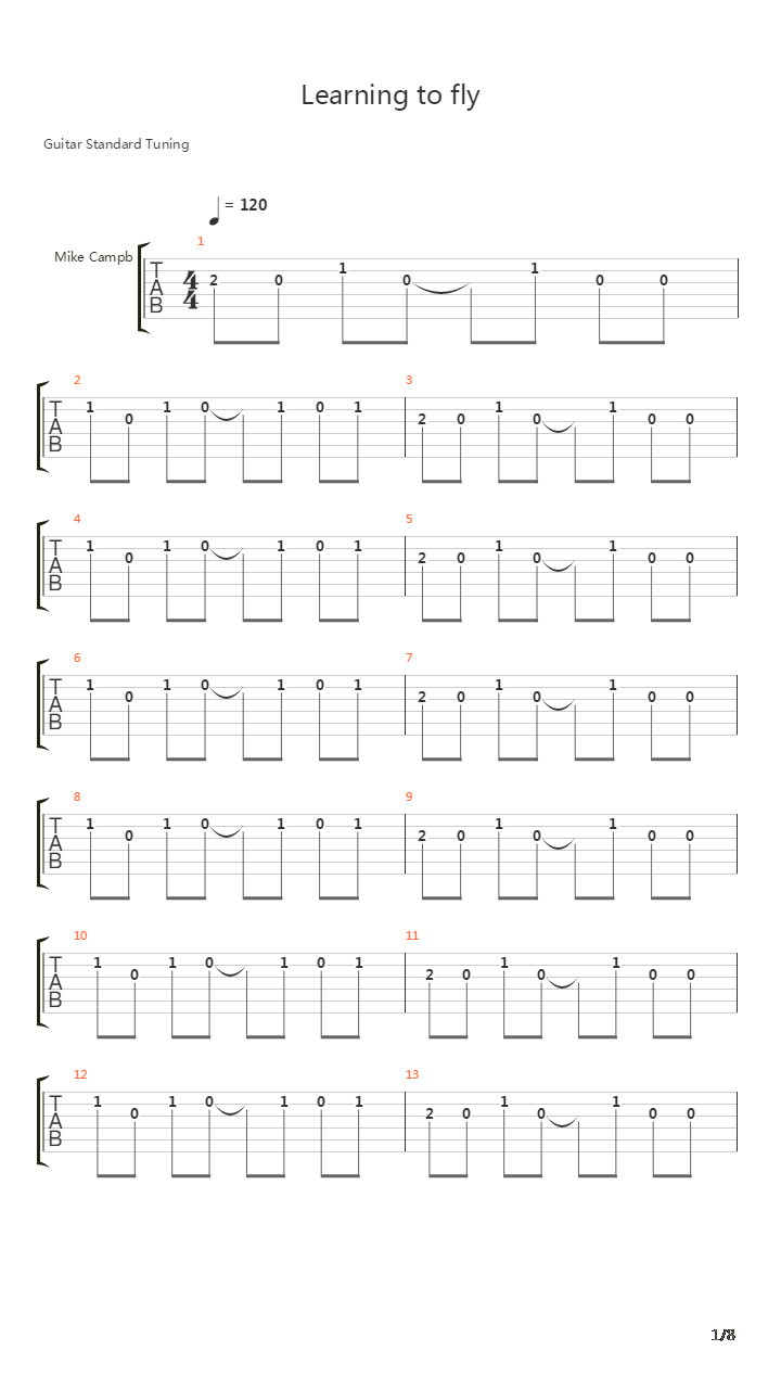 Learning To Fly吉他谱