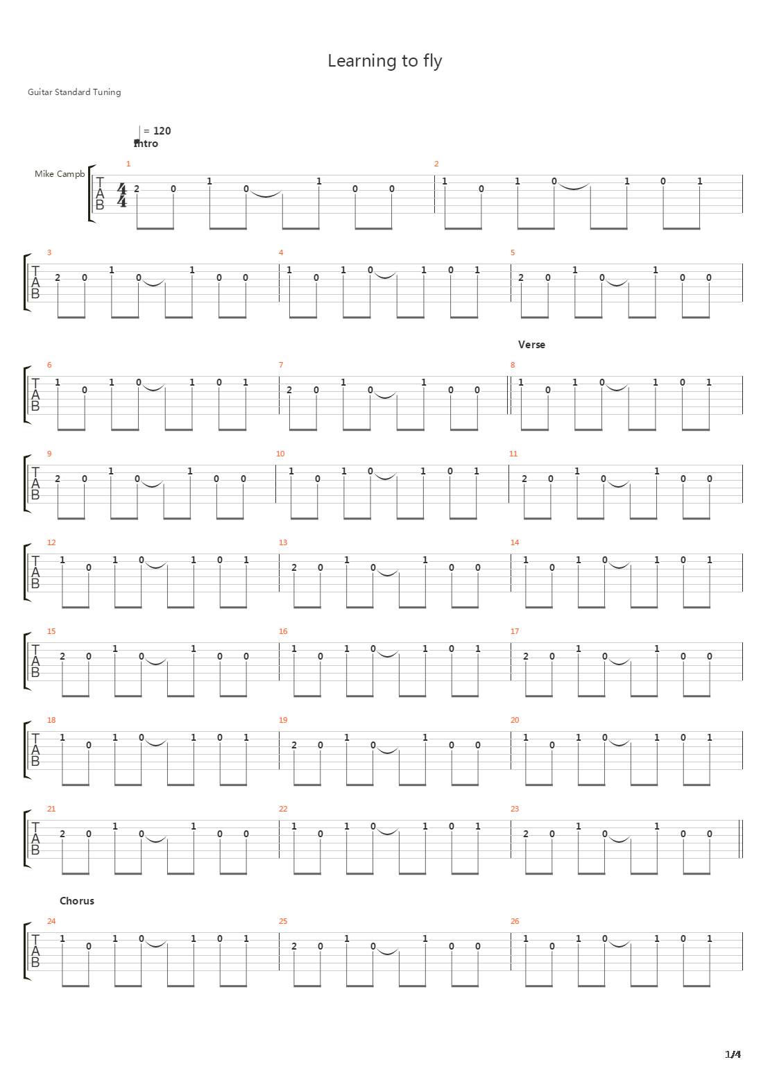 Learning To Fly吉他谱