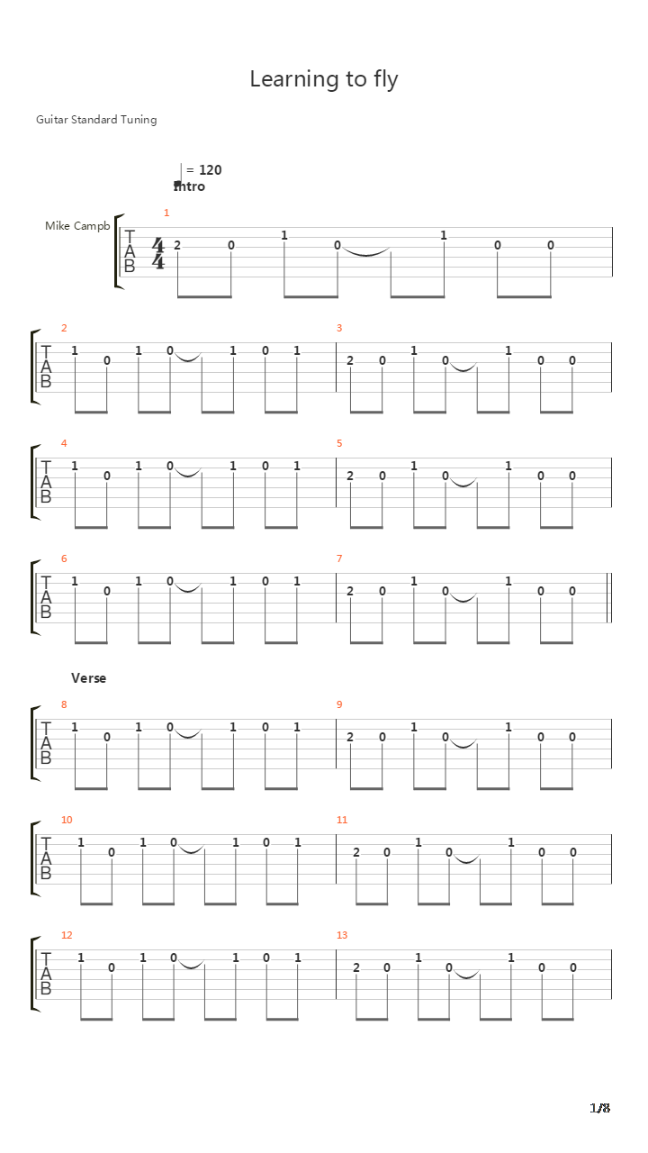 Learning To Fly吉他谱