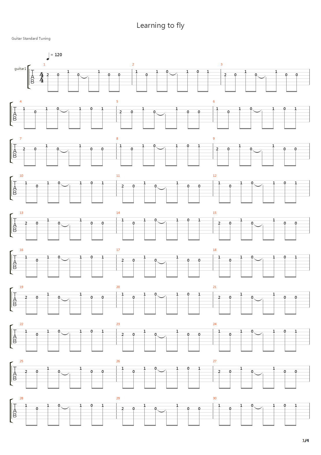 Learning To Fly吉他谱