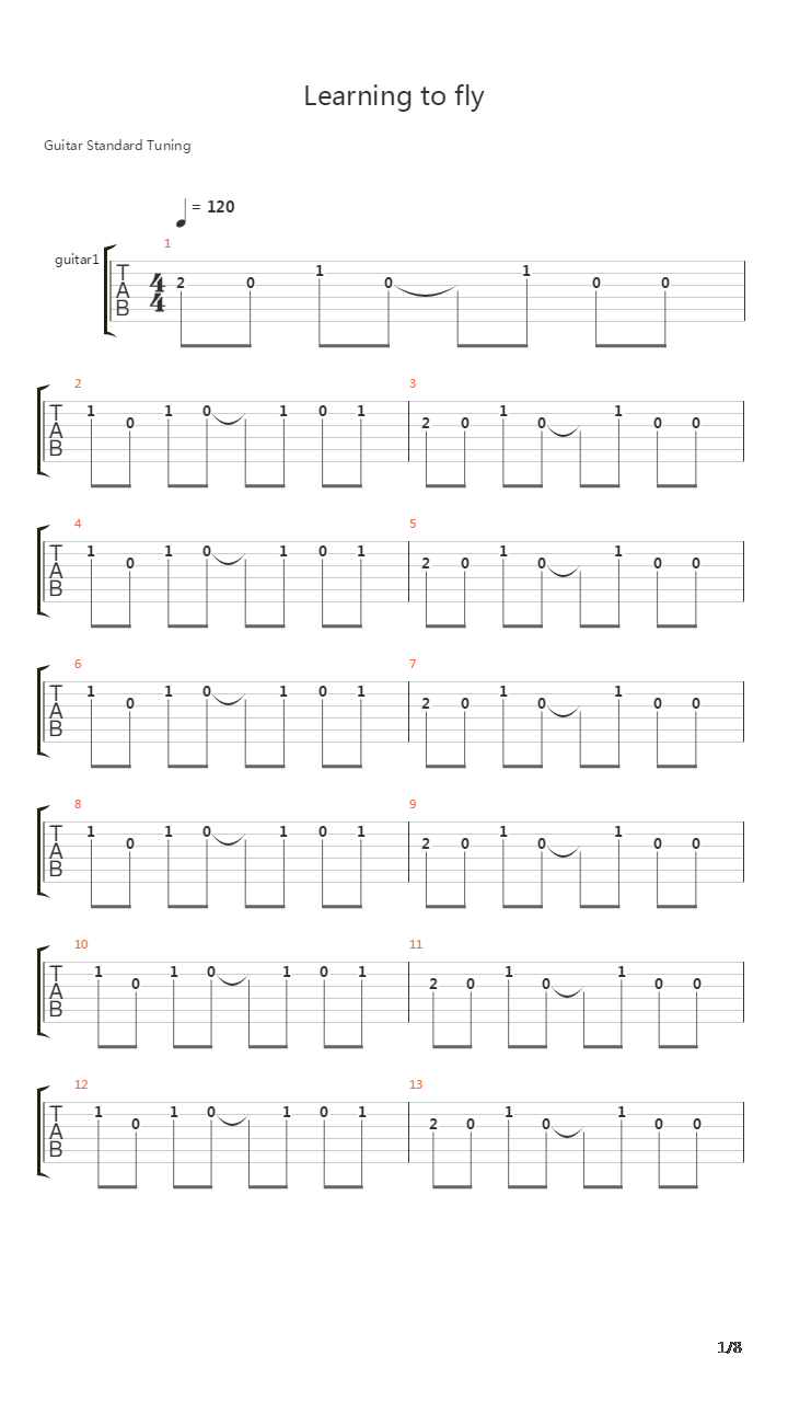 Learning To Fly吉他谱