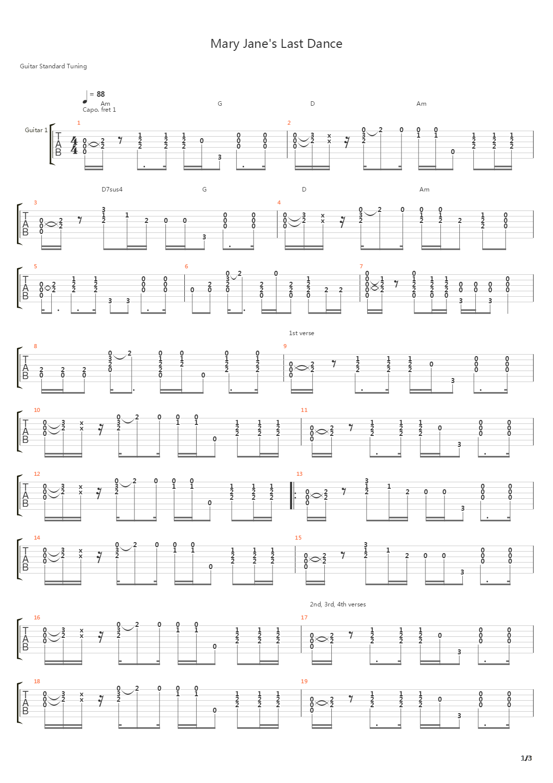 Mary Janes Last Dance吉他谱