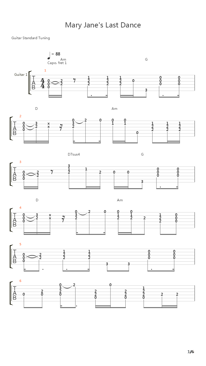 Mary Janes Last Dance吉他谱