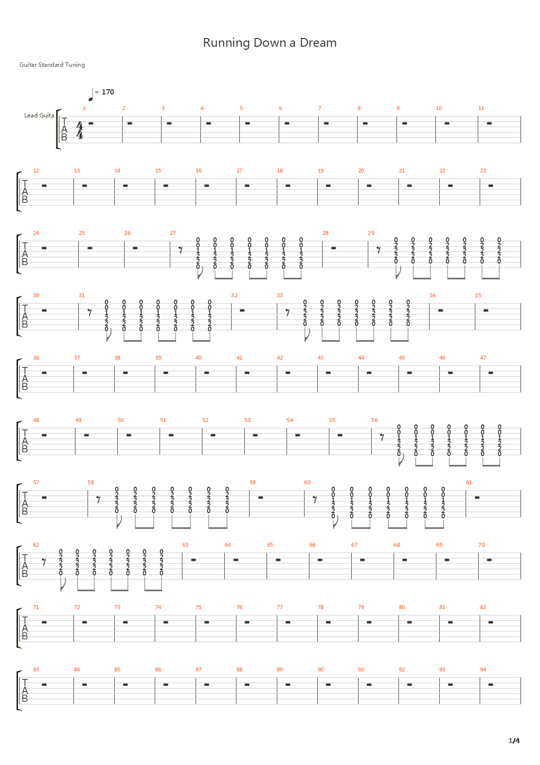 Runnin Down A Dream吉他谱