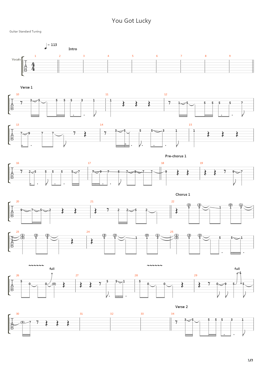 You Got Lucky吉他谱