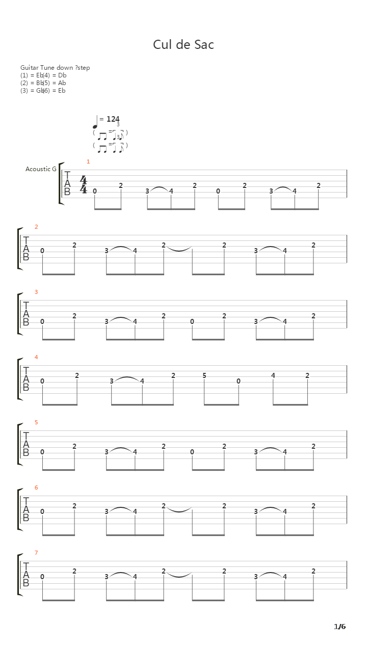 Cul De Sac吉他谱