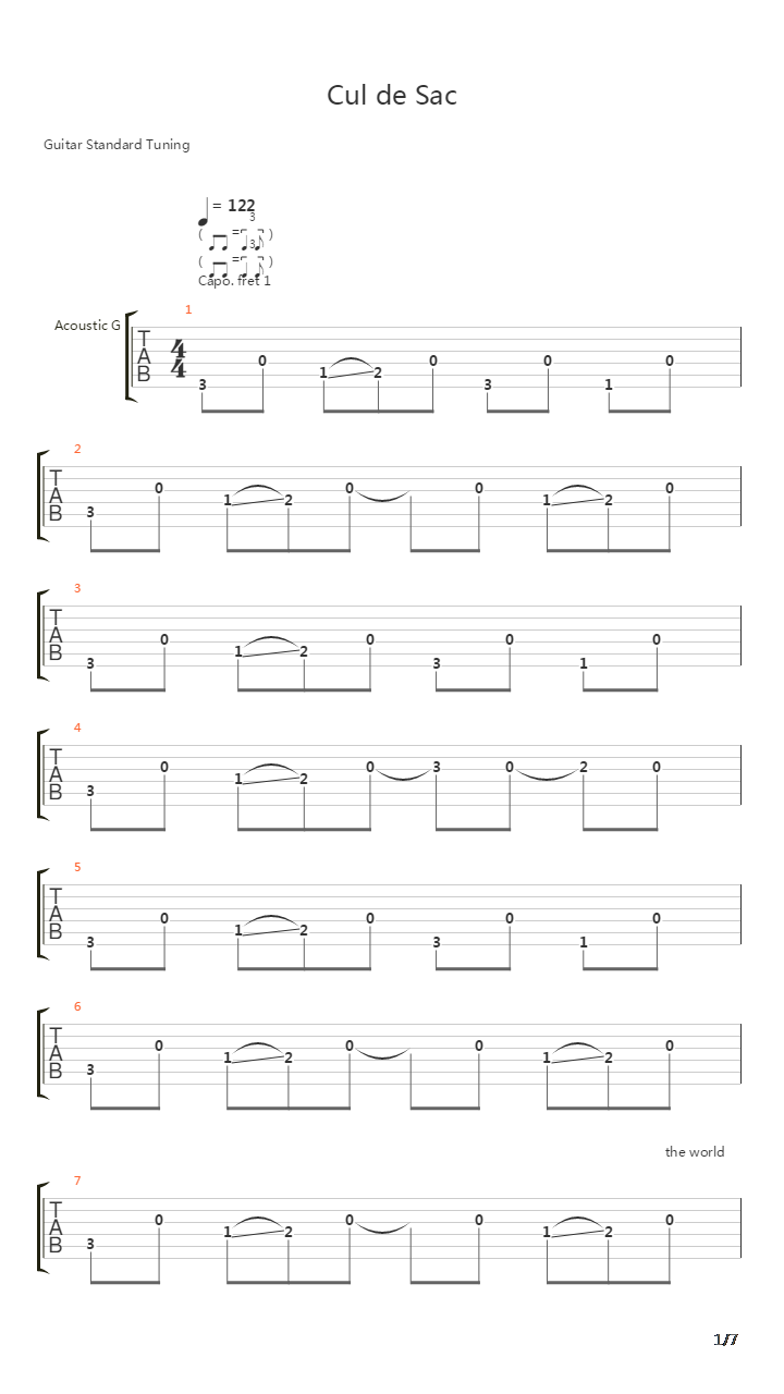Cul De Sac吉他谱