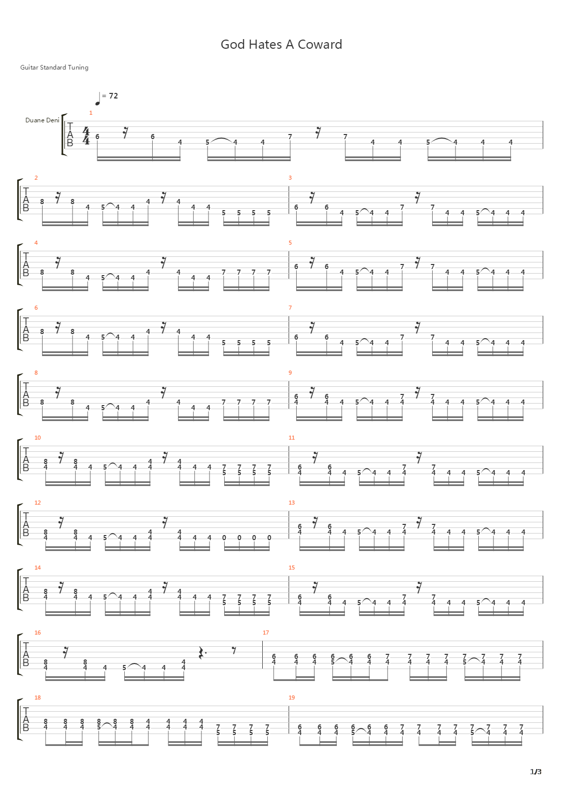 God Hates A Coward吉他谱