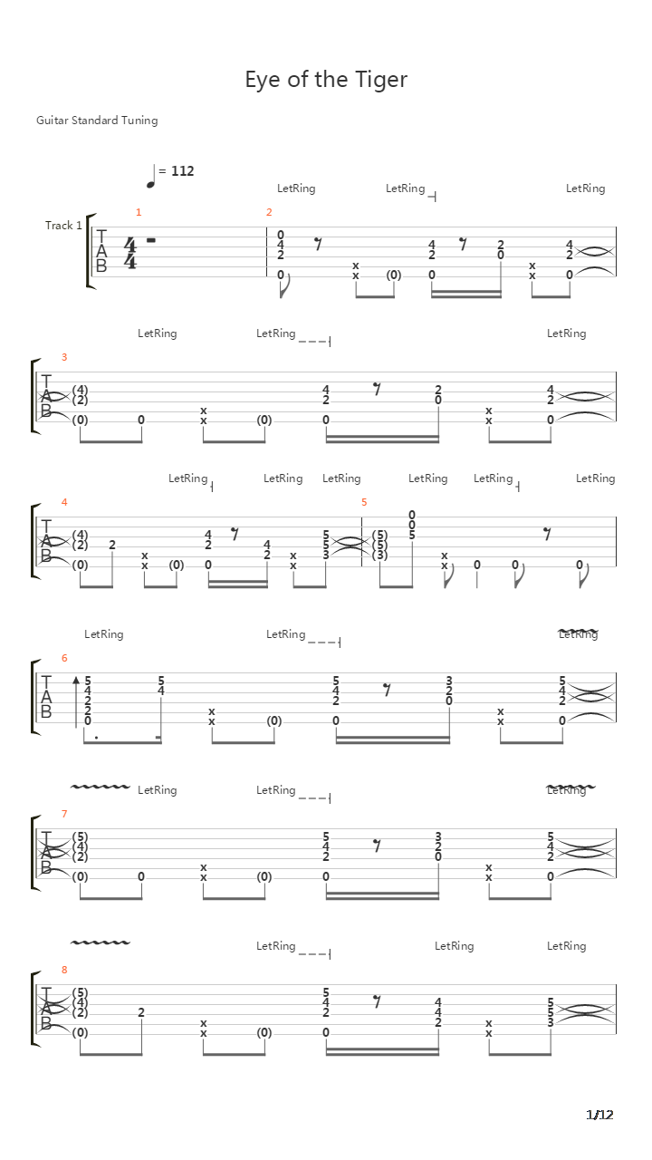 Eye Of The Tiger吉他谱