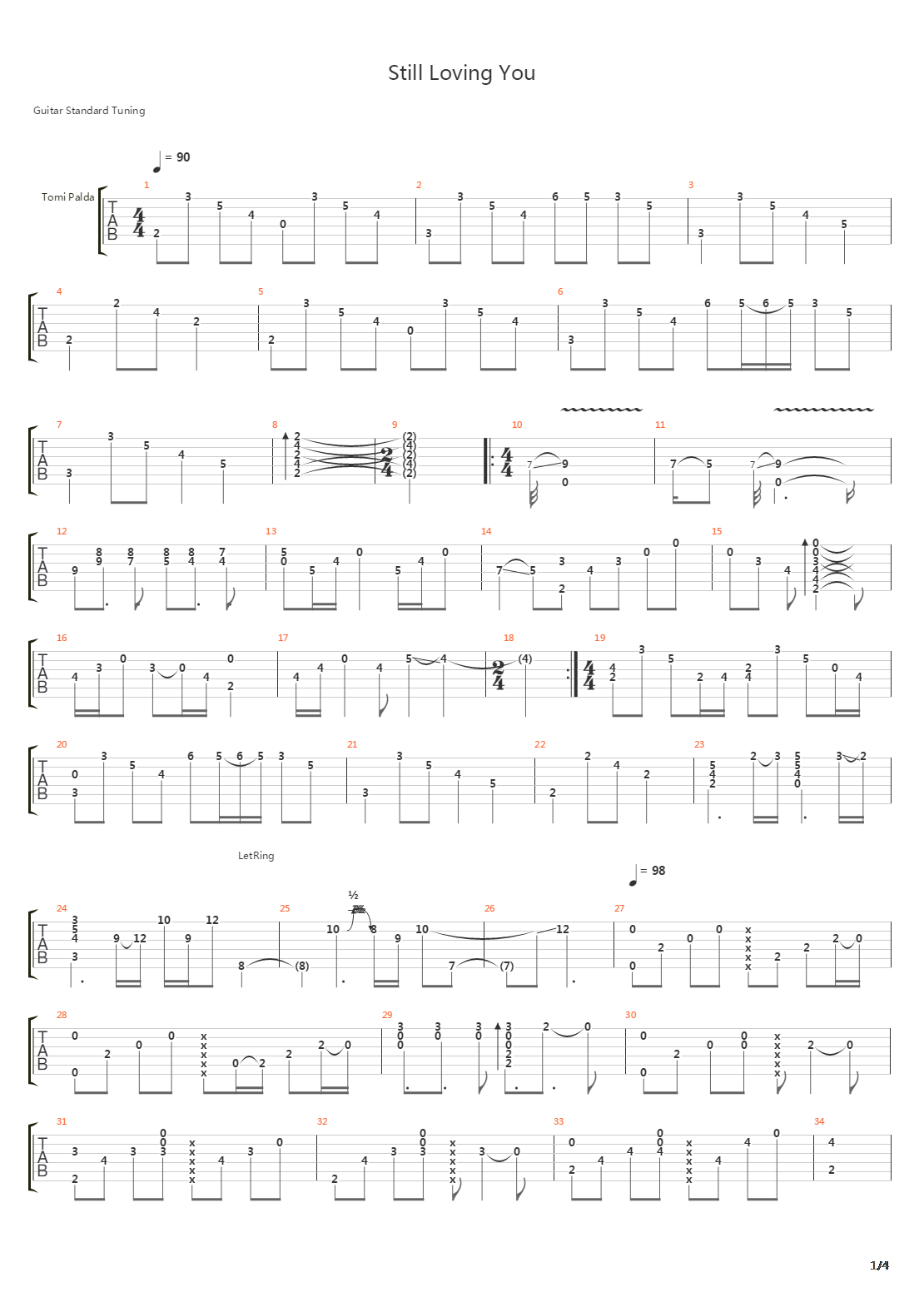 Still Loving You吉他谱