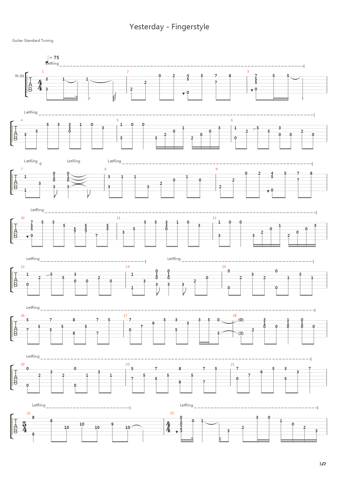 Yesterday吉他谱