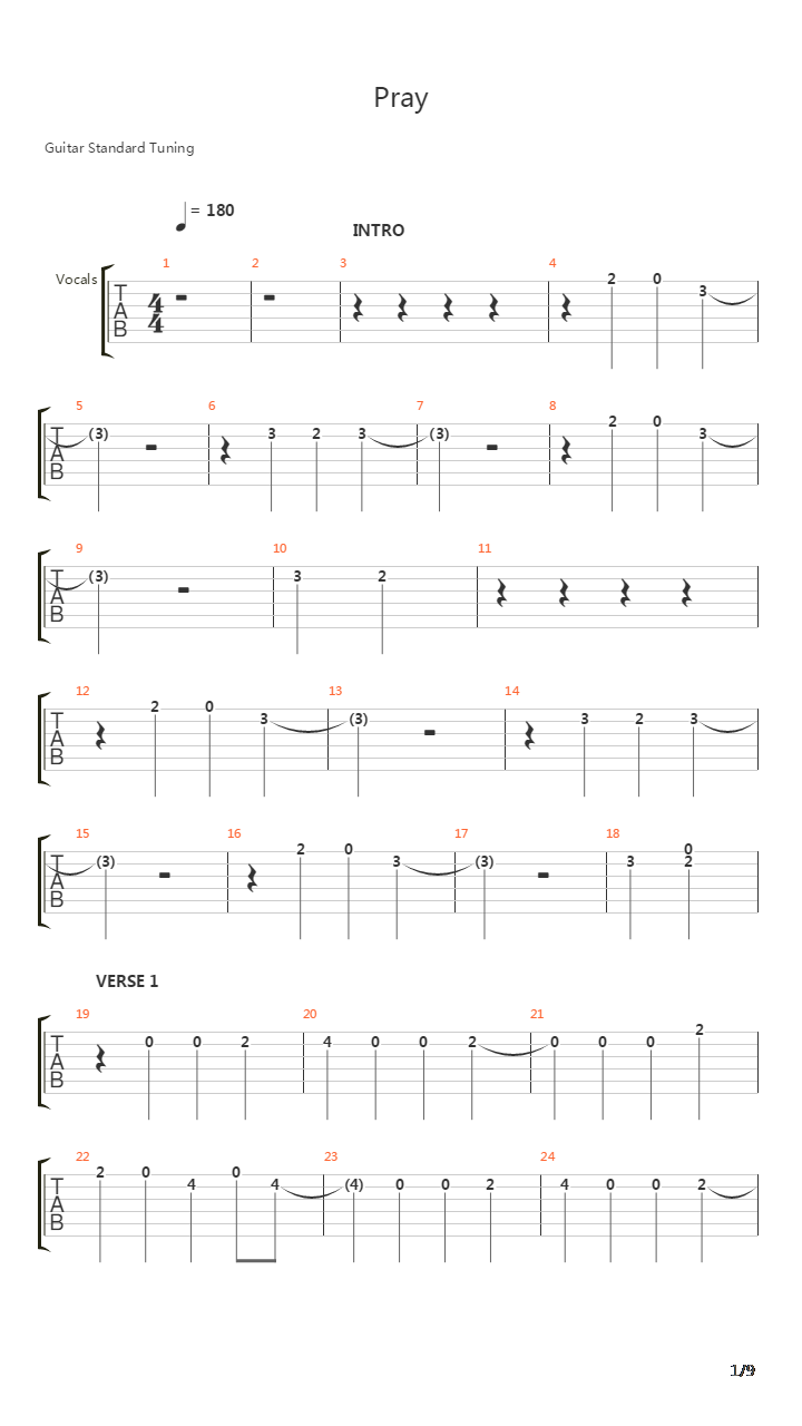 Pray吉他谱