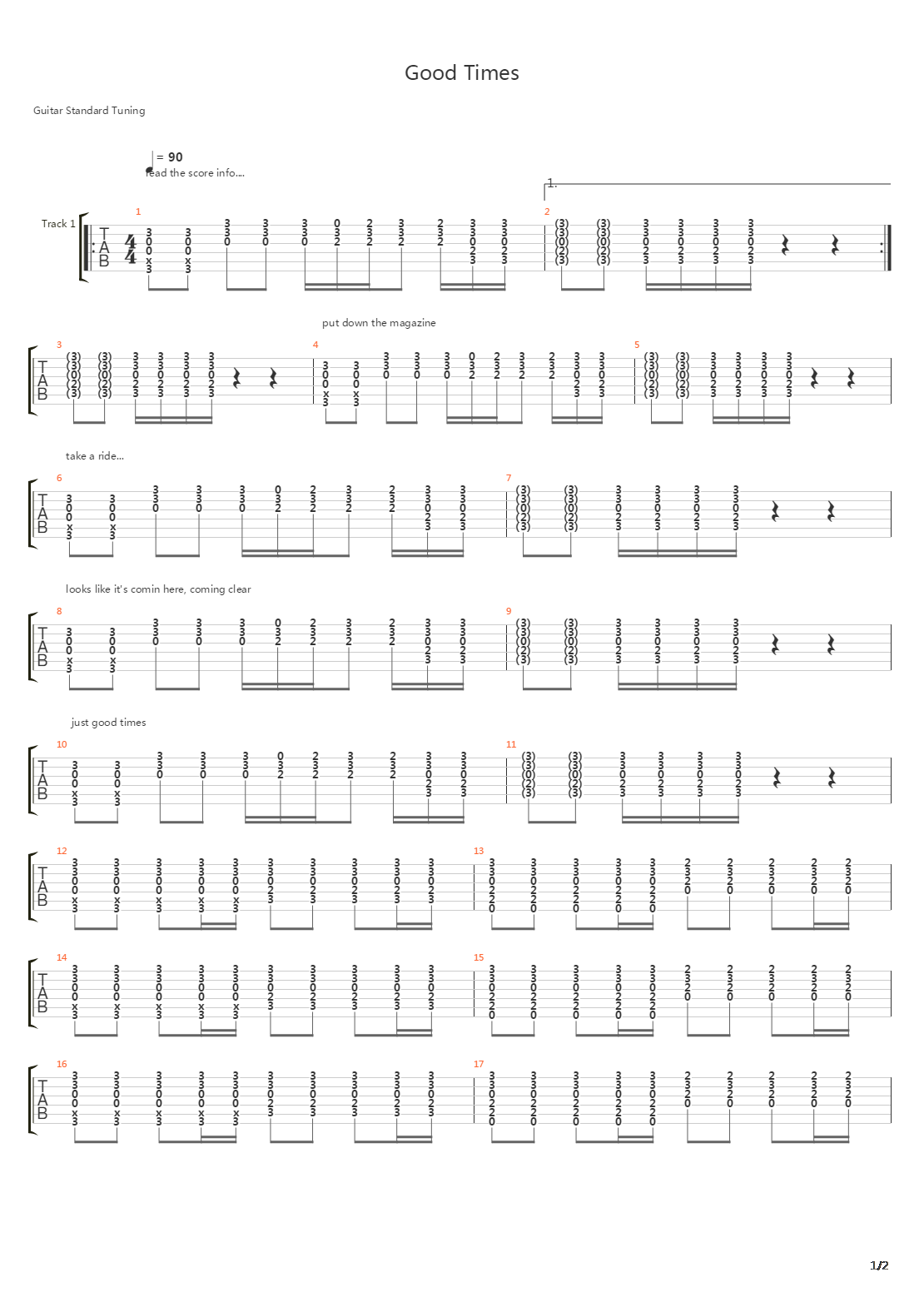 Good Times吉他谱