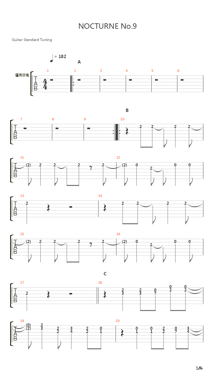 Nocturne No9吉他谱