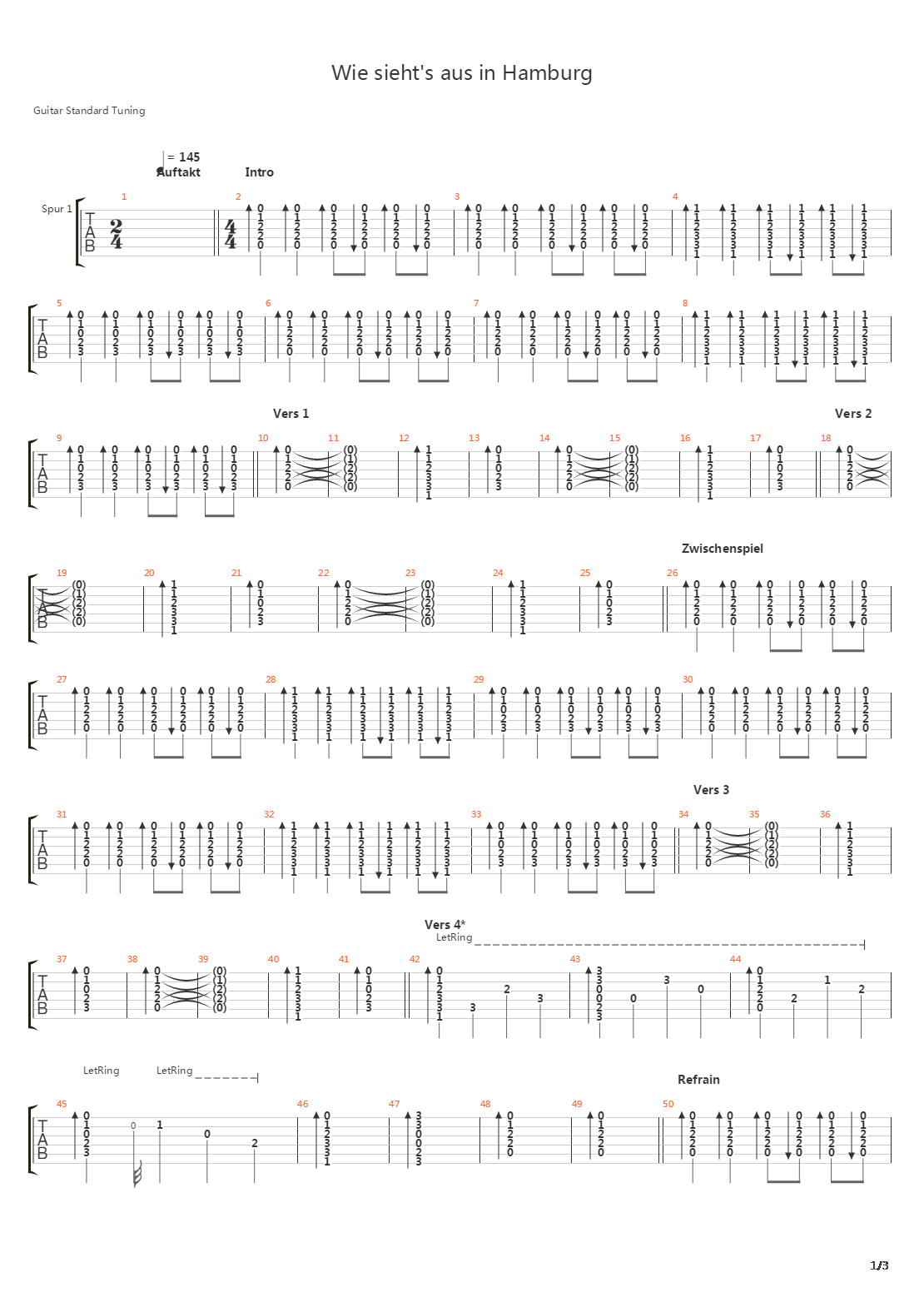 Wie Siehts Aus In Hamburg吉他谱