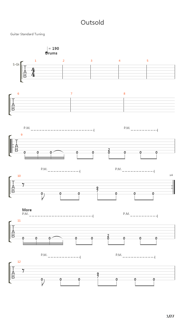 Outsold吉他谱