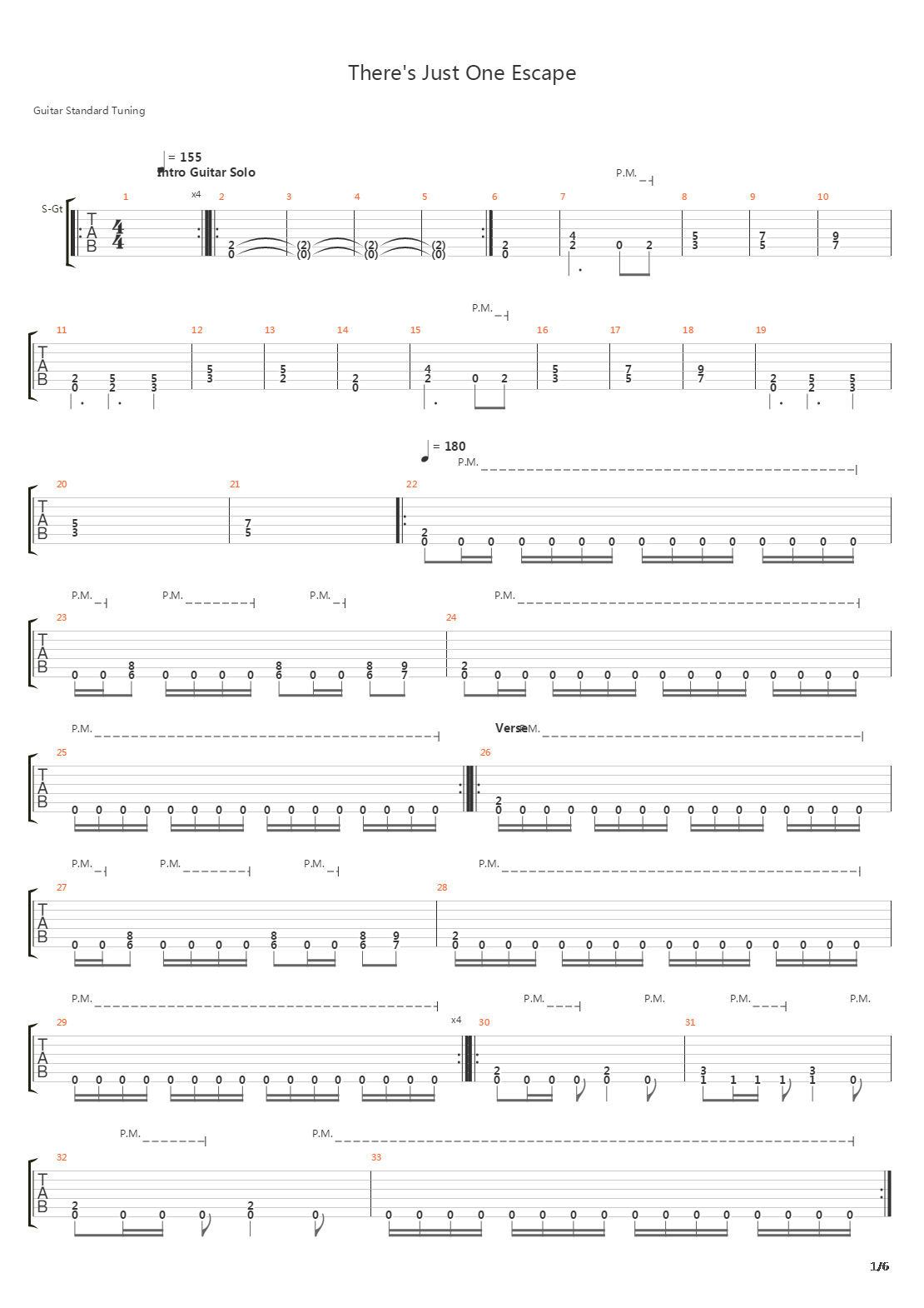 Theres Just One Escape吉他谱