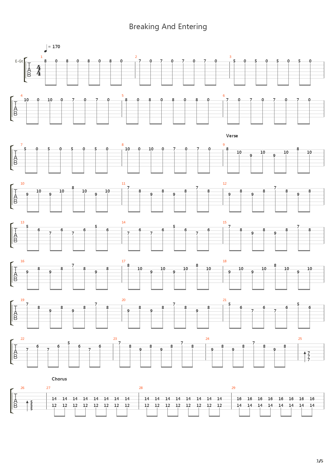 Breaking And Entering吉他谱