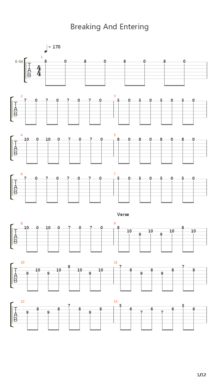 Breaking And Entering吉他谱
