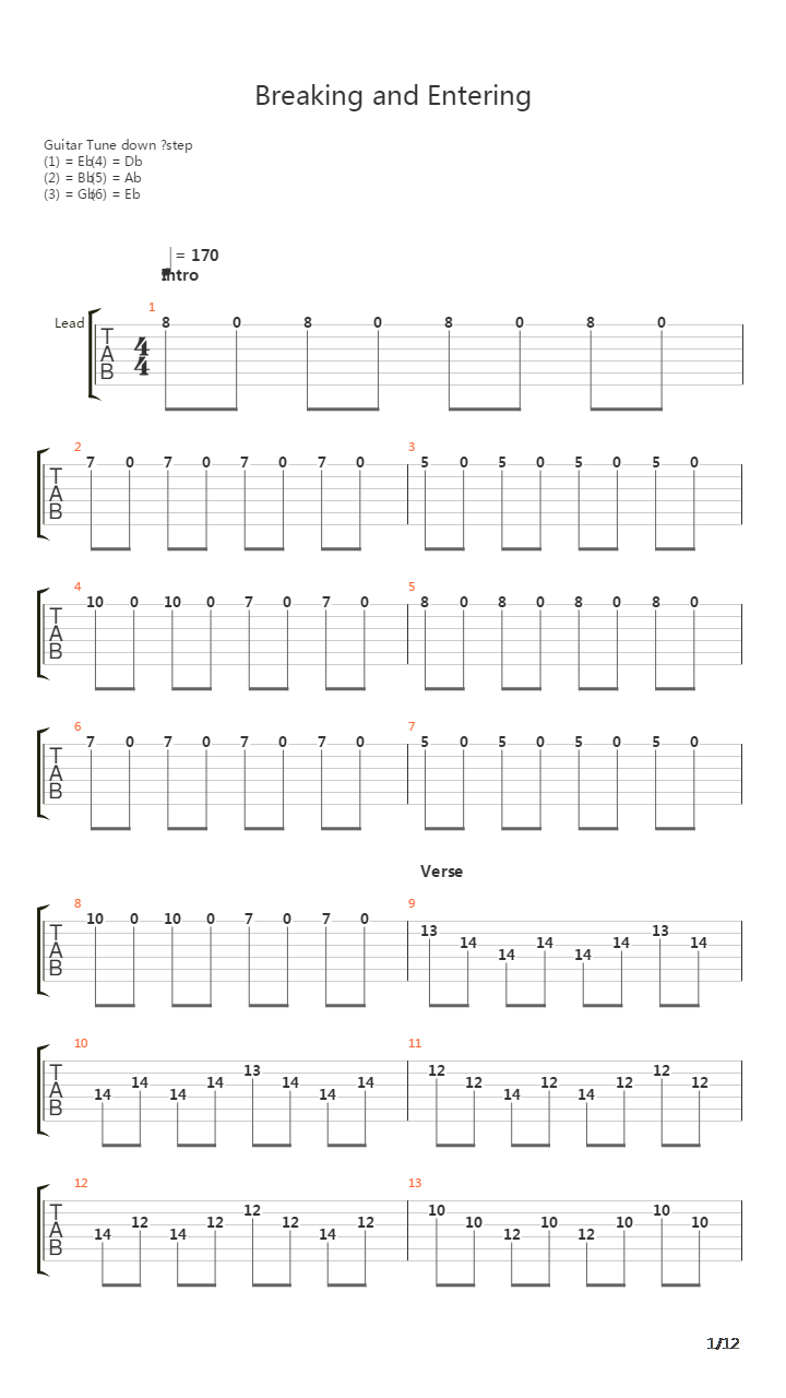 Breaking And Entering吉他谱