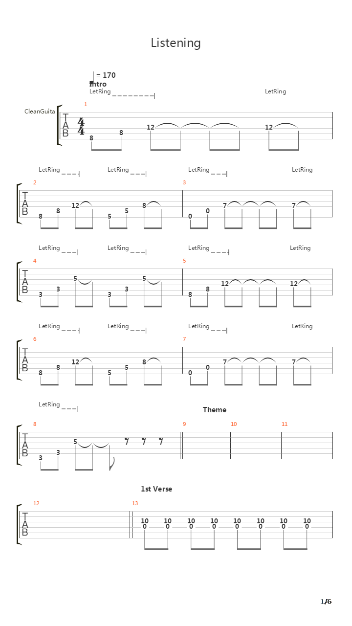 Listening吉他谱