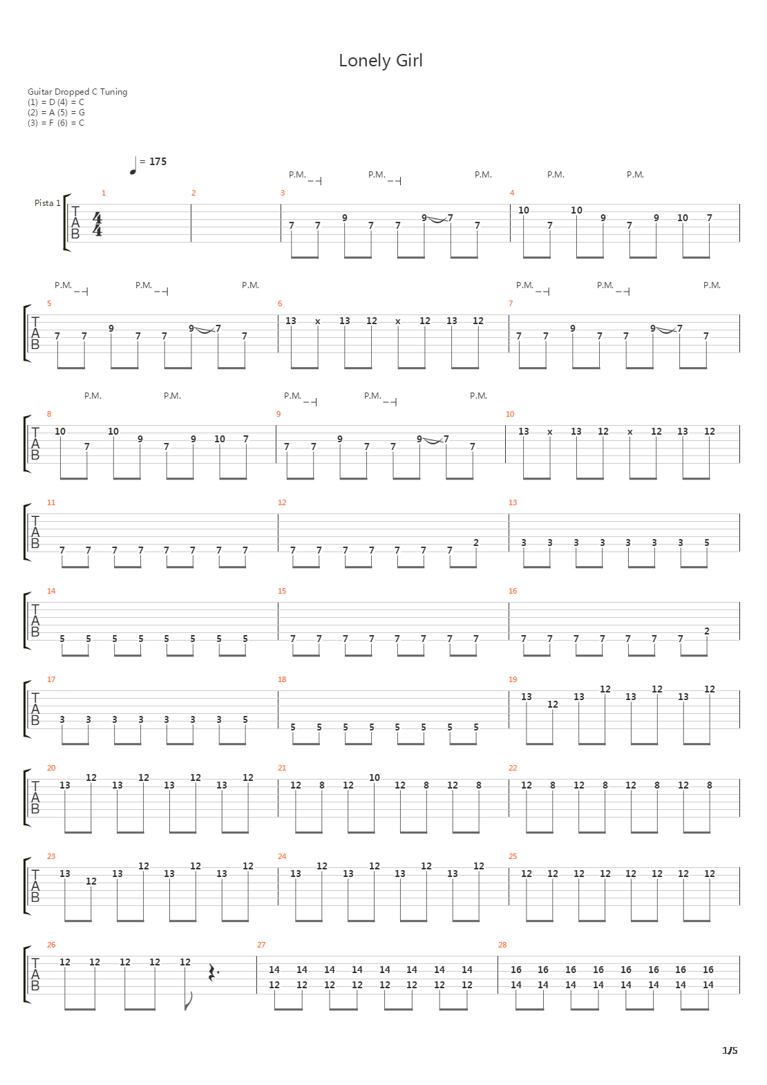 Lonely Girl吉他谱