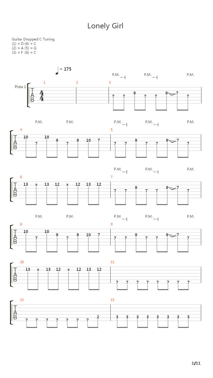Lonely Girl吉他谱