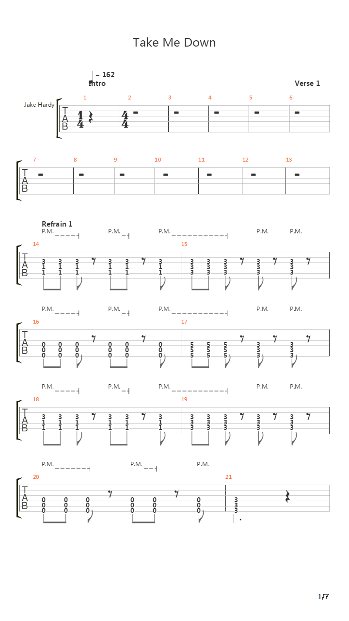 Take Me Down吉他谱