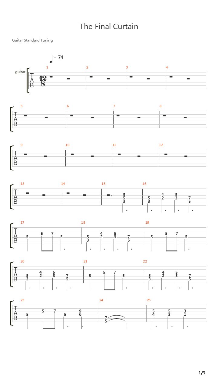The Final Curtain吉他谱