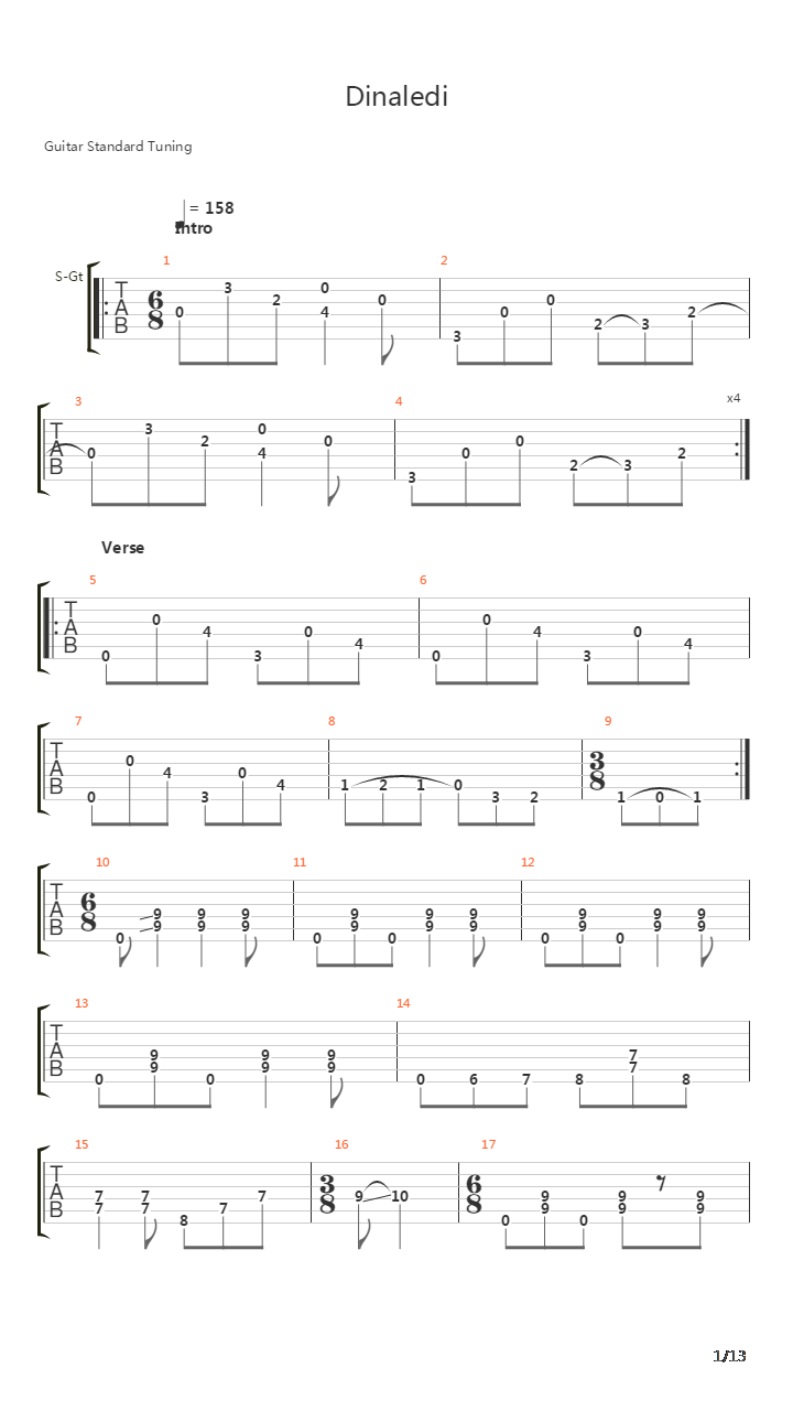 Dinaledi吉他谱