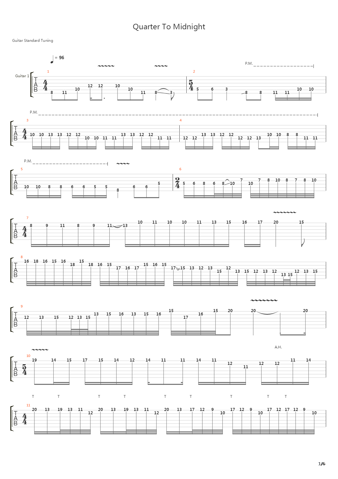 Quarter To Midnight吉他谱