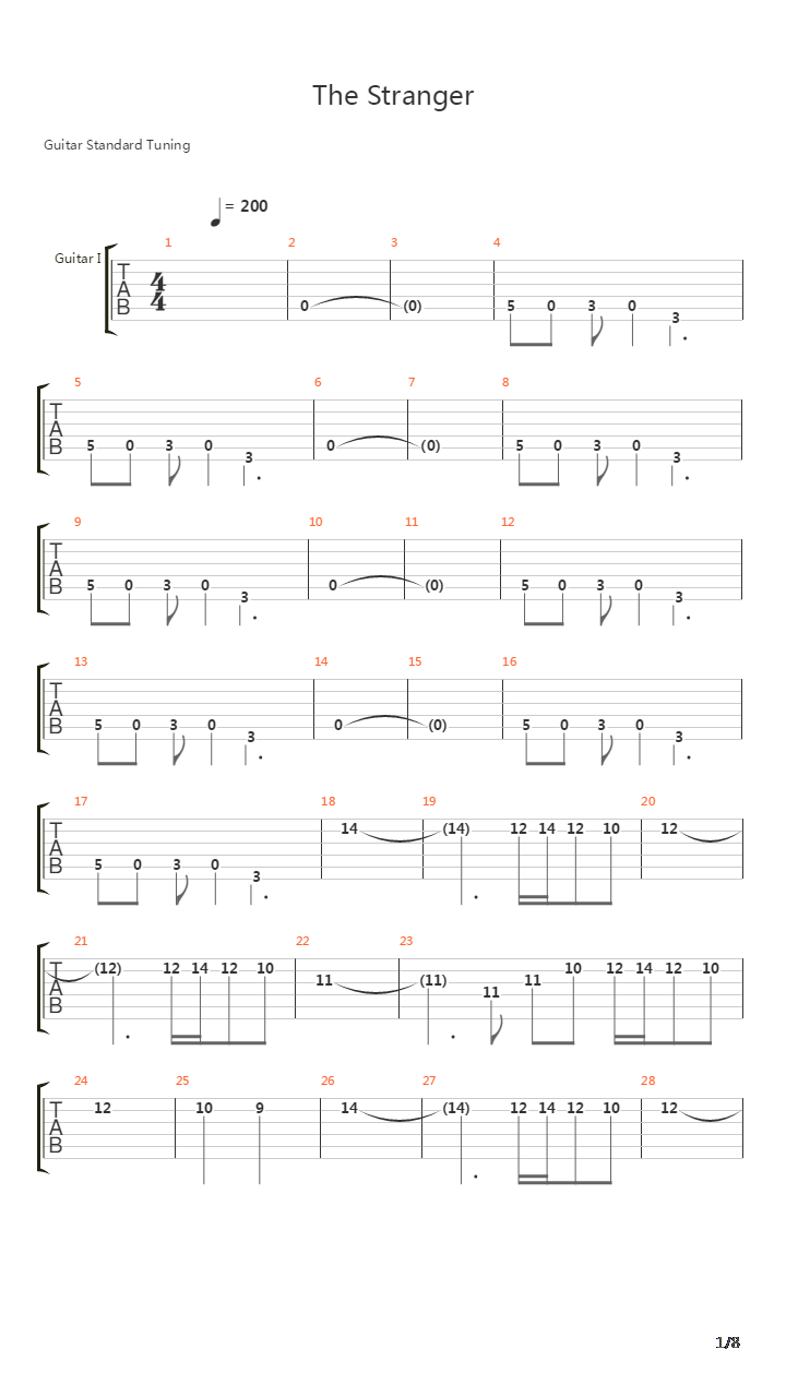 The Stranger吉他谱