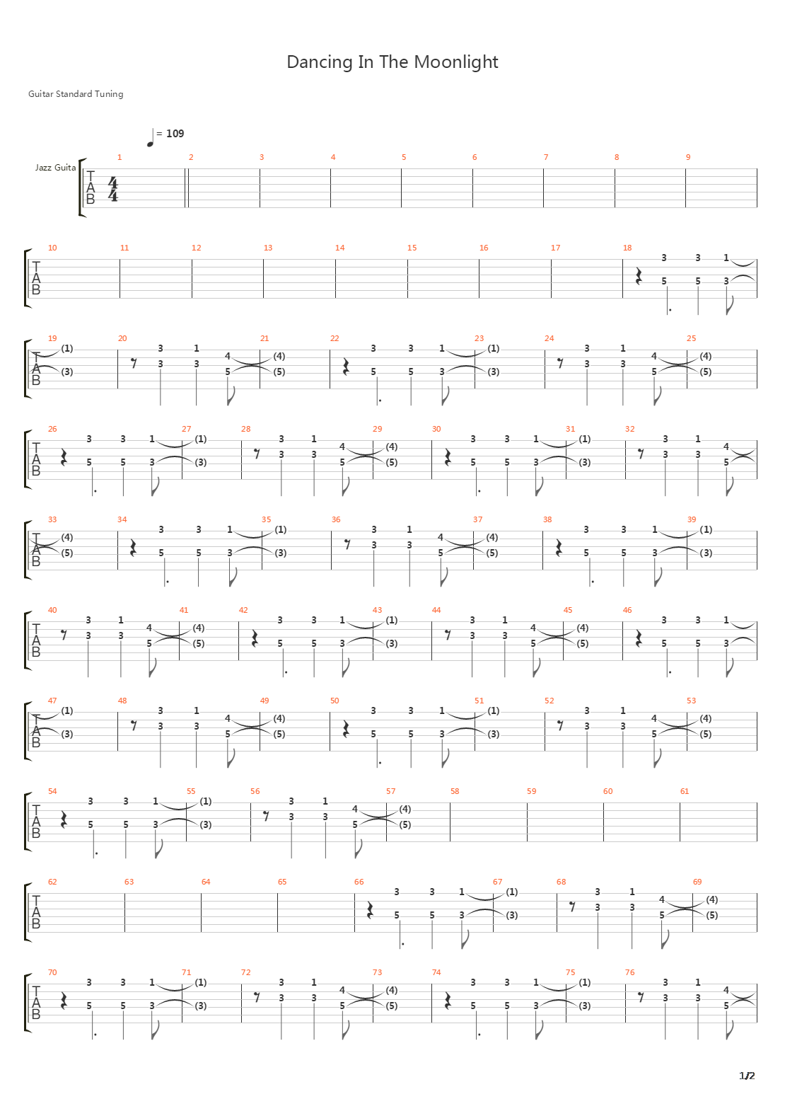 Dancing In The Moonlight吉他谱