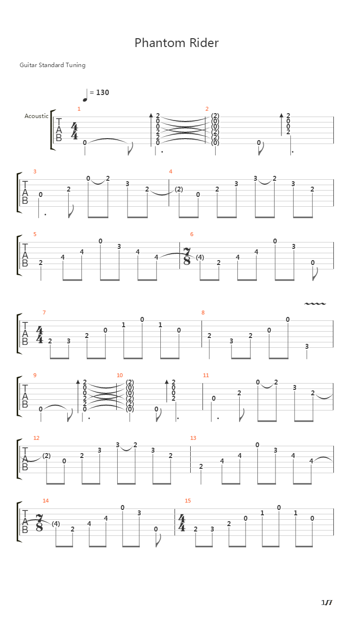 Phantom Rider吉他谱
