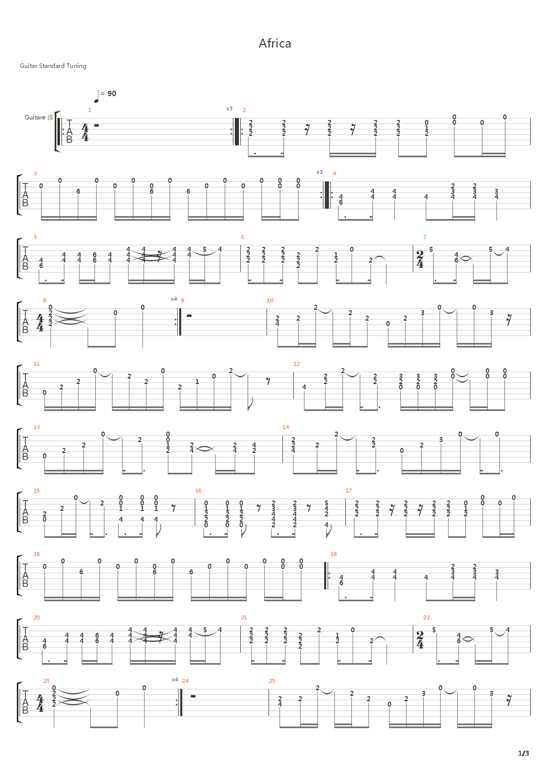 Africa吉他谱