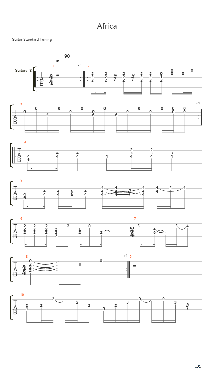 Africa吉他谱