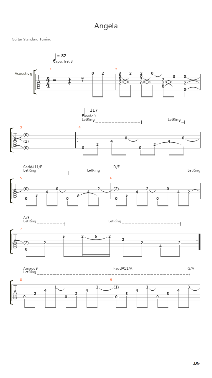 Angela吉他谱