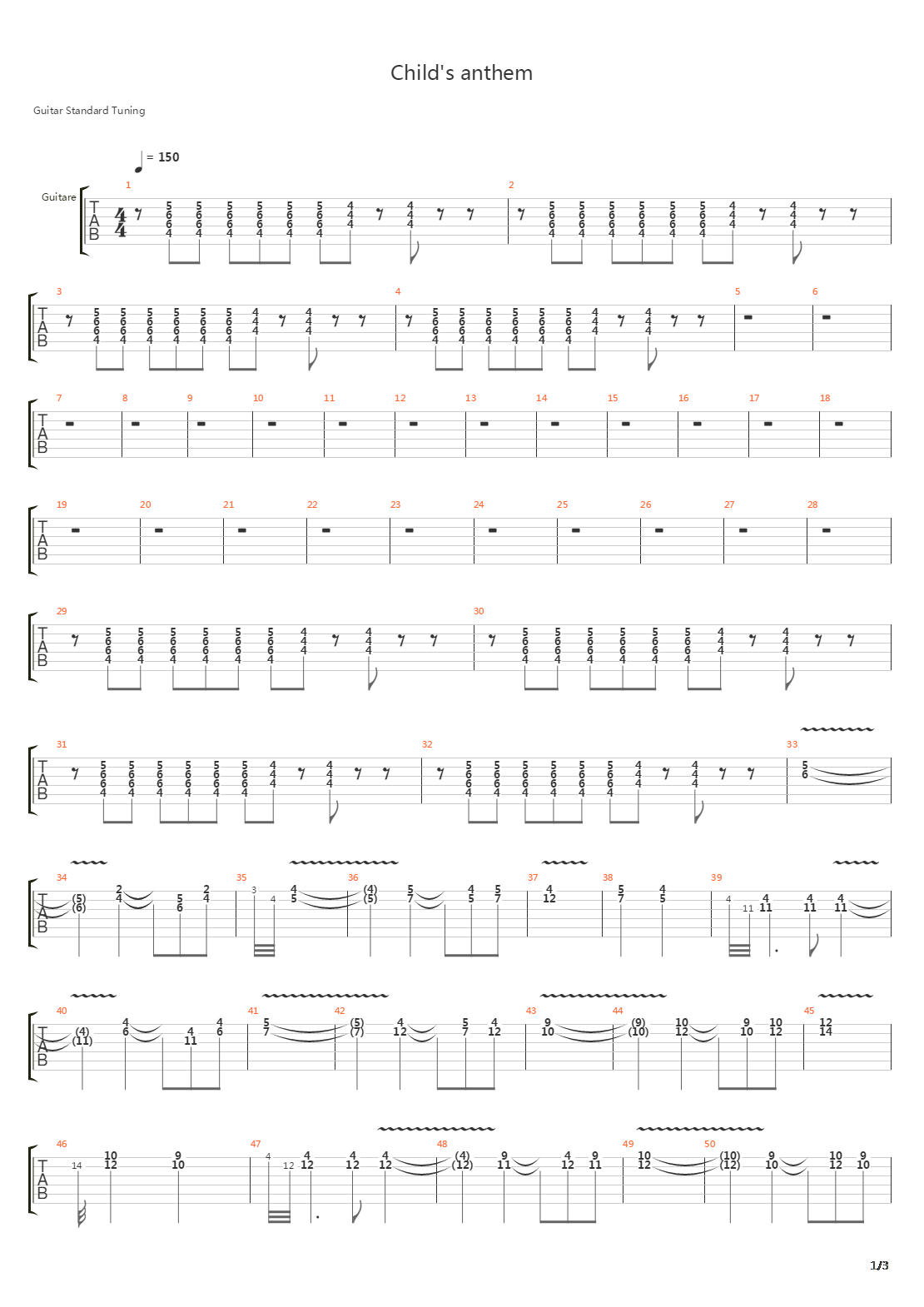 Childs Anthem吉他谱