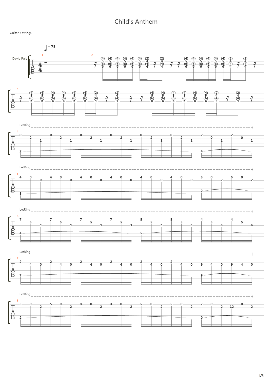 Childs Anthem Live吉他谱