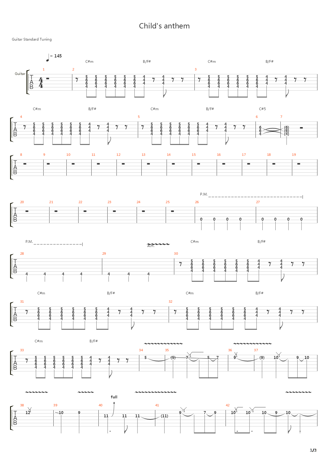 Childs Anthem吉他谱