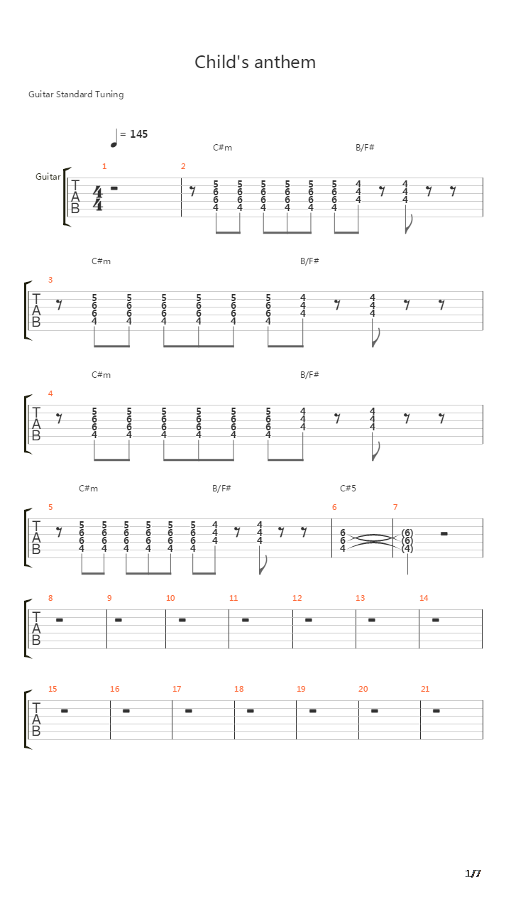 Childs Anthem吉他谱
