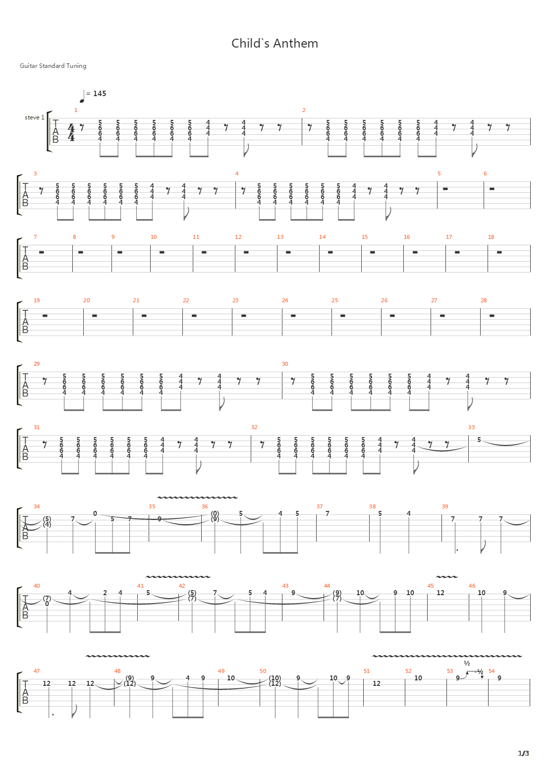 Childs Anthem吉他谱