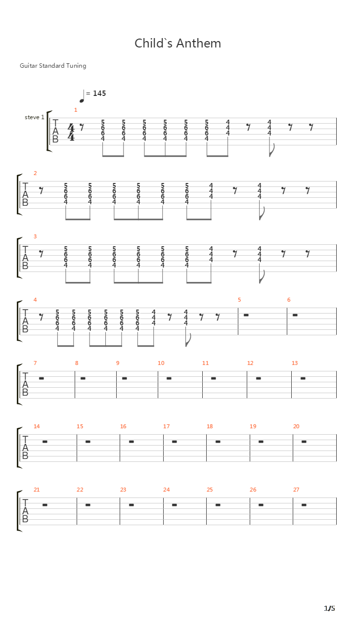 Childs Anthem吉他谱