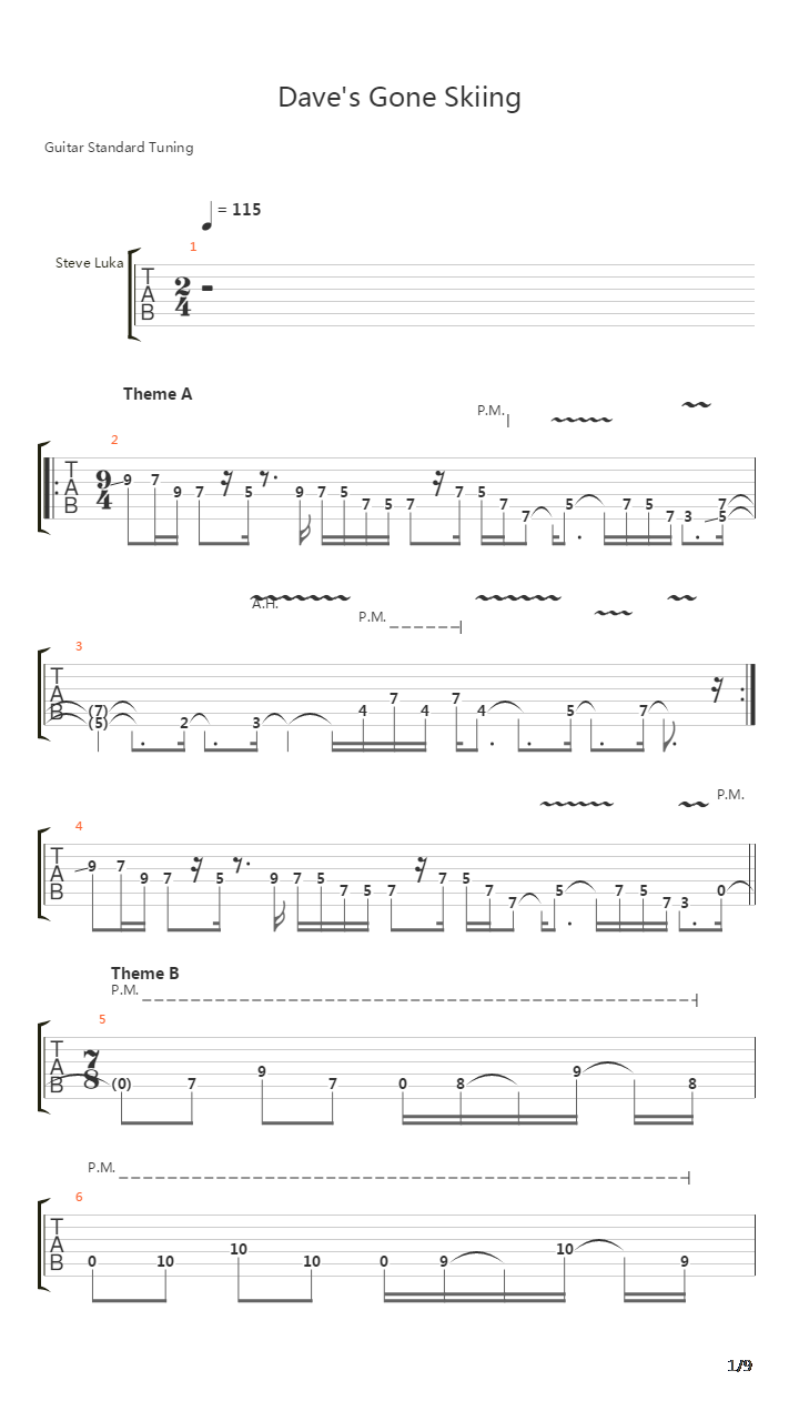 Daves Gone Skiing吉他谱