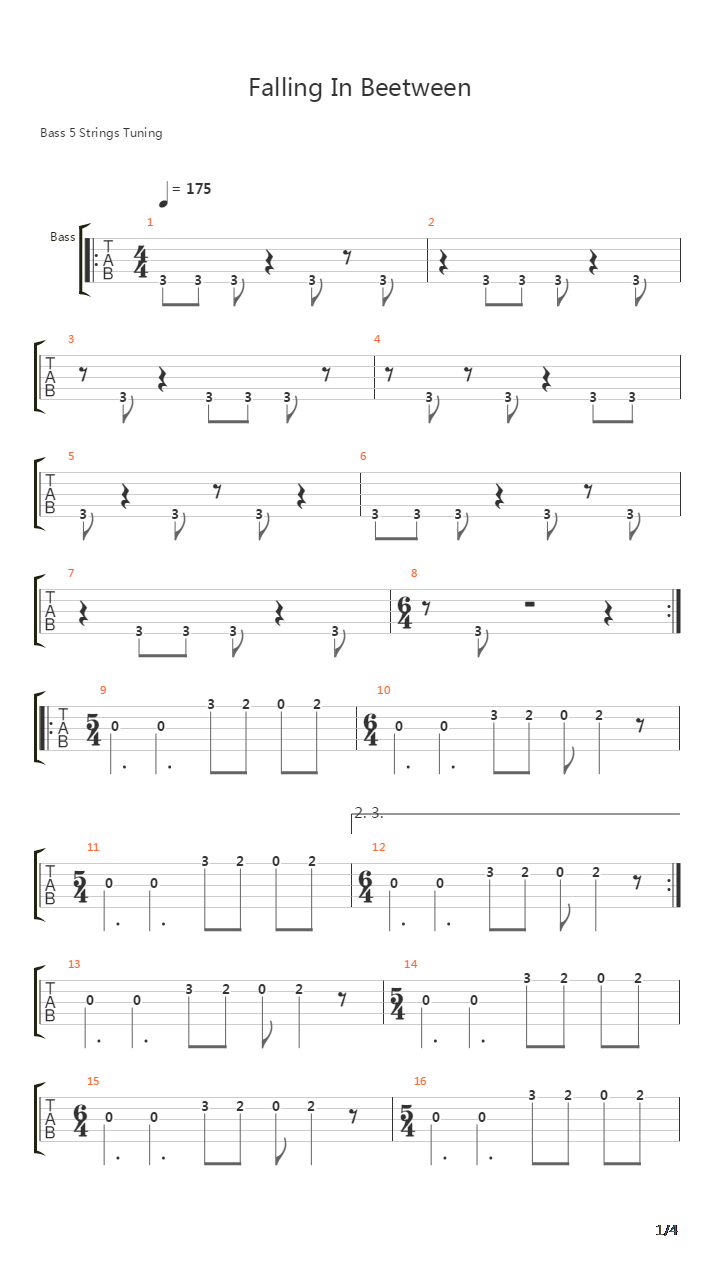 Falling In Between吉他谱