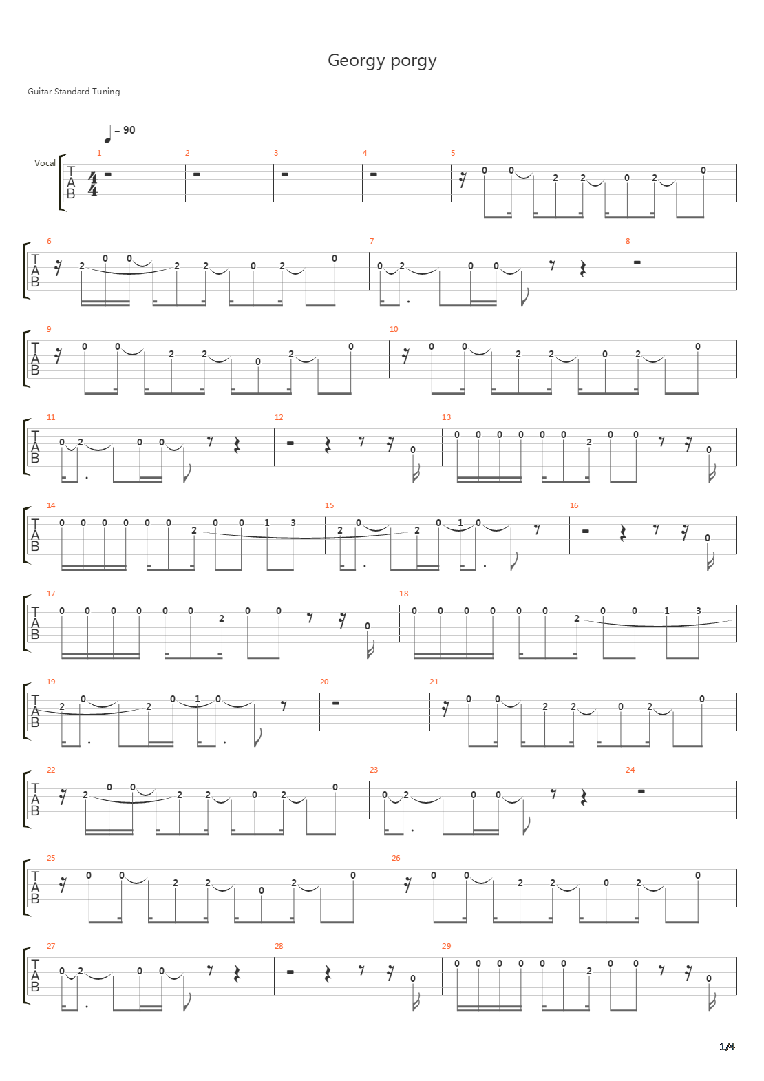 Georgy Porgy吉他谱