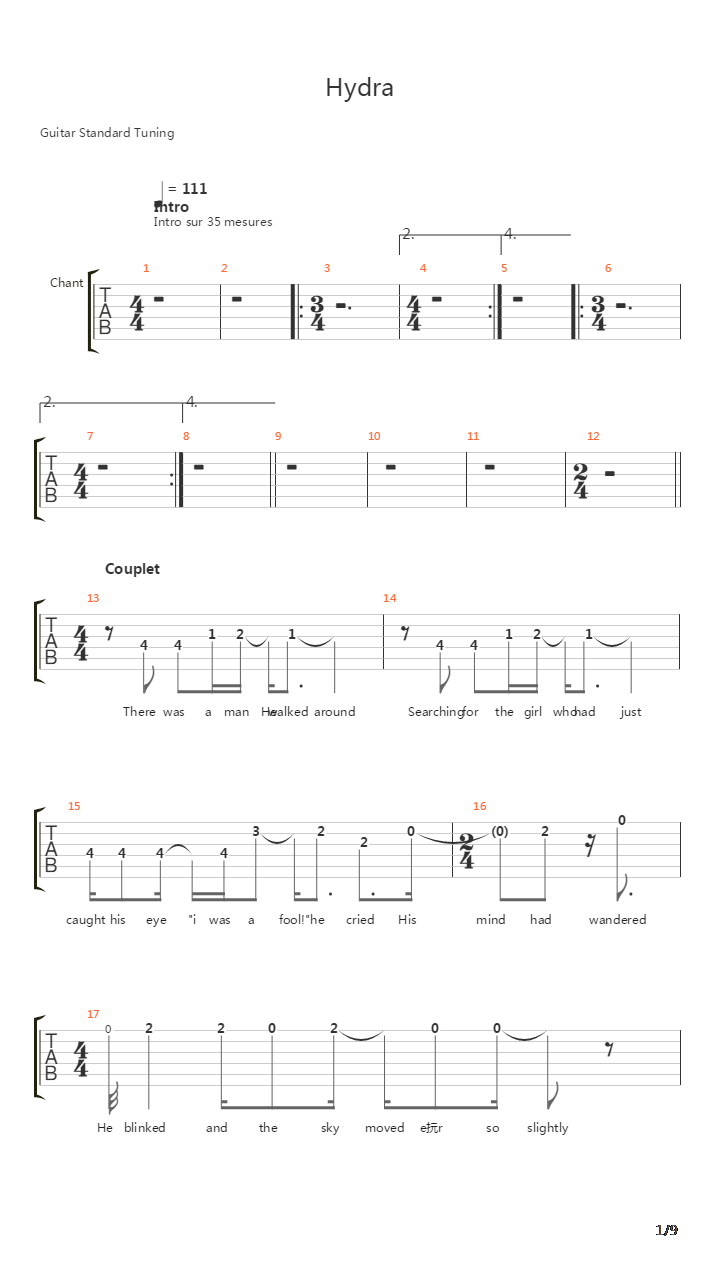 Hydra吉他谱